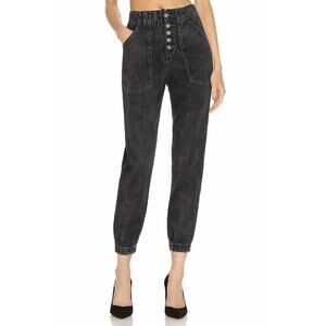 Veronica Beard NWT Bolton Black Cargo Pocket Elastic Hem High Rise Jeans 24 NEW